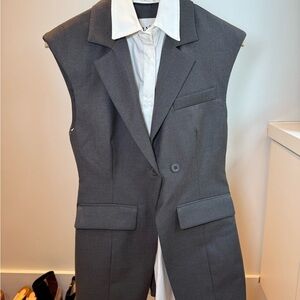 Frankie Shop Gray Sleeveless Blazer Dress tags still on